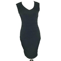 Enfocus Studio Dress Size 6 Black Short Sleeve Ruched Stretch Casual Lined Dress - £20.35 GBP