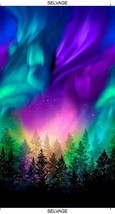 23.5&quot; X 44&quot; Panel Northern Lights Aurora Borealis Cotton Fabric Panel D483.44 - £7.28 GBP