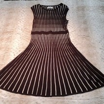Calvin Klein Black Striped Sleeveless Knit Knee Length Sweater Dress Siz... - £27.77 GBP