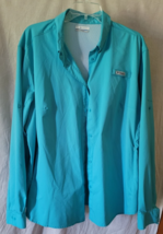 Women&#39;s Columbia Button-Up Coat Plus Size 3X Teal Lightweight Hiking Travel - $19.99