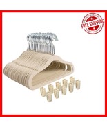 30-Pack Velvet Baby Clothes Hangers with Clips - Beige Soft &amp; Sturdy - $667.04 MXN