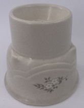 Pfaltzgraff Heirloom Candle Holder  White &amp; Gray Flowers Scalloped Gray ... - $9.89