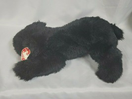 VINTAGE TY Plush Classic SHADOW BEAR Laying Black Large Stuffed Animal - £27.18 GBP