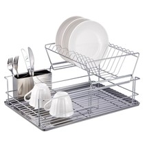 Home Basics 2-Tier Steel Dish Rack with Removable Utensil Cup - £57.73 GBP
