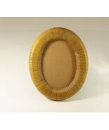 Vintage Oval Photo 5x7 Wicker Rattan Picture Frame 1970s  - $24.99