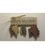 Festive “Autumn Greetings” Wire Hang Wood Sign w/Colorful Hanging Wooden... - £16.16 GBP