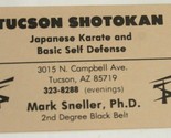 Tucson Shotokan Martial Arts Vintage Business Card Tucson Arizona  - $4.94