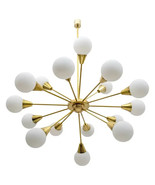 Mid-Century Modern Italian Brass and Glass Opaline Large Sputnik Chandel... - $1,916.07 CAD