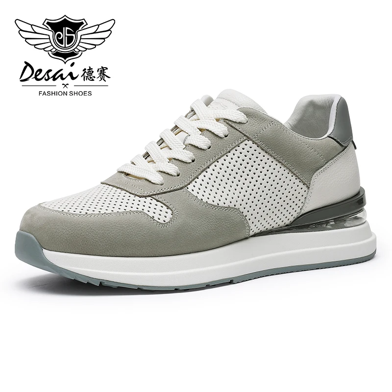 Men Casual Shoes Genuine Leather Light Male Running Shoes Sneakers Laces... - $144.16