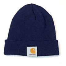 Carhartt Navy Blue Knit Cuffed Beanie Cap 100% Acrylic Hat Made in USA - $24.88 CAD