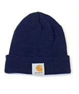 Carhartt Navy Blue Knit Cuffed Beanie Cap 100% Acrylic Hat Made in USA - $24.82 CAD