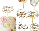 Happy Mother’S Day Cake Topper 6 Pcs Party Gold Glitter Cupcake Picks De... - £15.98 GBP