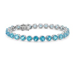 13Ct Round Cut Topaz Diamond  7.00&quot; Rope Bracelet 14K White Gold Finish  - £161.42 GBP