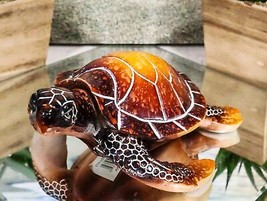 Nautical Ocean Brown Hues Giant Sea Turtle Swimming Decorative Figurine ... - $17.49