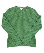 Vintage St. John&#39;s Bay Womens Green CLASSIC CABLE Knit Long Sleeve Sweat... - £14.86 GBP