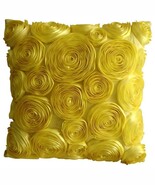 Ribbon Yellow Rose Flower 16x16 Art Silk Yellow Throw Pillows Cover, Sun... - $797.34 MXN+