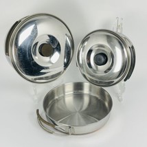 Vintage Camping Pans Set 5 Pc Coleman Peak 1 Stainless &amp; Copper Bottom 3 Pans - $19.34