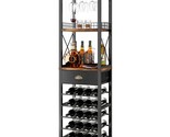 Wine Rack Freestanding Floor, Bar Cabinet For Liquor And Glasses, 4-Tier... - £114.80 GBP