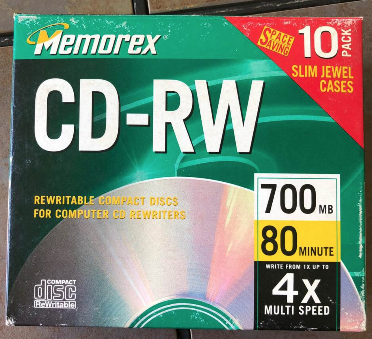 10 PACK - Memorex CD-RW 4X  80 Min 700 Mb Rewritable CD in Slim Jewel Case Lot - $12.99