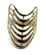 sz 8 3/4 Multi Layered Open Cut Rope Gold Tone Sterling Silver 925 Patin... - £29.05 GBP