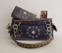 Montana West Handbag &amp; Wallet Set Denim Color Studded Gem Starry Sky Wit... - £55.18 GBP