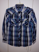 USF COLLECTIONS VTG. BOY&#39;S PLAID LS BUTTON SHIRT-XL-COTTON/POLYESTER - $8.59