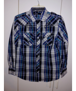 USF COLLECTIONS VTG. BOY&#39;S PLAID LS BUTTON SHIRT-XL-COTTON/POLYESTER - €7,37 EUR