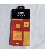 A Pair of Kelloggs Themed Snack Piece Face Crew Socks Red Orange and Yellow - $228.43 MXN