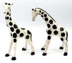 Vintage Lefton 10in Giraffe Figurine White w/Black Spots and Gold Detail Set - £23.45 GBP