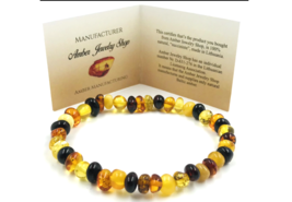 Natural Baltic Amber Bracelet Multicolor Amber Beads Bracelet amber jewelry - £29.21 GBP