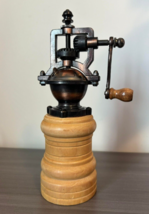 Antique Style Coffee Pepper Mill Grinder Hand Crank Mechanism Metal Wood 8 in - £27.51 GBP