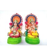 Handmade Laxmi Ganesha Pair Idol for Home or Office Pooja Terracotta Col... - $79.99