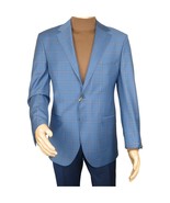 Men&#39;s Mono Turkey Sport Coat 100% Super 180s Wool 1480-01 Blue Plaid - $343.85 CAD