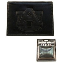 NCAA Auburn University Tigers Laser Engraved Black Leather Trifold Wallet - £14.44 GBP