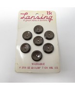 Vintage Lansing Buttons Brown 7 on Card Size 22 11/20&quot; (about 5/8&quot;) - $5.19