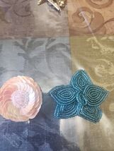 2 Decorative Seed Bead Sequin Flower Pins Brooches Pink And Teal Blue  V... - $23.75