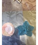 2 Decorative Seed Bead Sequin Flower Pins Brooches Pink And Teal Blue  V... - $23.75