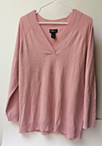 Avenue Acrylic Blend Sweater V Neck Pullover Pink Knit Women&#39;s Size 14/16 - $16.82