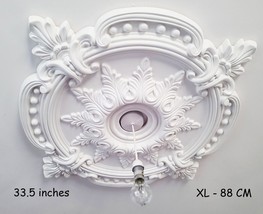 85CM LARGE Ceiling Rose Beautiful White Ornate Home Decor Medallion HUGE... - $1,883.40 MXN