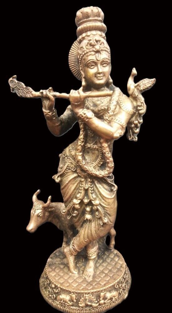 Lord Krishna Idol In Pure Solid Copper - 6 inches - $193.04