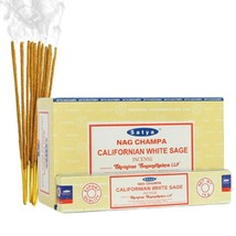 Satya Nag Champa Californian White Sage Incense Sticks  15g x 12 Boxes =... - $19.99