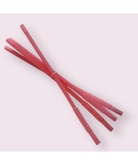 Tupperware Whistle Straws Set of 4 Vintage 12&quot; LONG Reusable Sheer Pink ... - $12.73