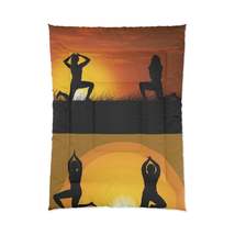 Yoga Poses Silhouette - Tranquil Sunset Art Comforter - $132.53+