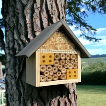 Wooden Insect Hotel and Bee House - Wood Bug Shelter &amp; Wildlife Habitat ... - £61.19 GBP