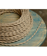 Light Brown Twisted Cloth Covered Wire, Beige Vintage Style Lamp Cord, A... - £1.08 GBP