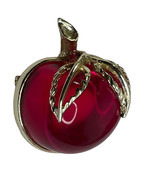 Vintage Signed Sarah Coventry  Red Jelly Belly Cherry Apple Brooch Pin - £14.02 GBP