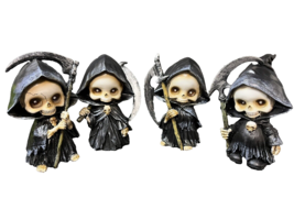 Set of 4 Grim Reaper Mini Figures santa muerte  - Skeleton Décor-1 5997 - $33.65