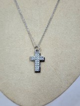 Diamonique Cross with Cubic Zirconia &amp;  Enamel Outline, Sterling Silver - $26.95