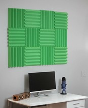 2&quot; Green Acoustic Wedge Soundproofing Studio Foam Tiles 12 Pack - £25.04 GBP
