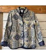 BonWorth Wm. M Quilted Paisley Jacobean Floral Blue Blazer Jacket Cardig... - £26.97 GBP